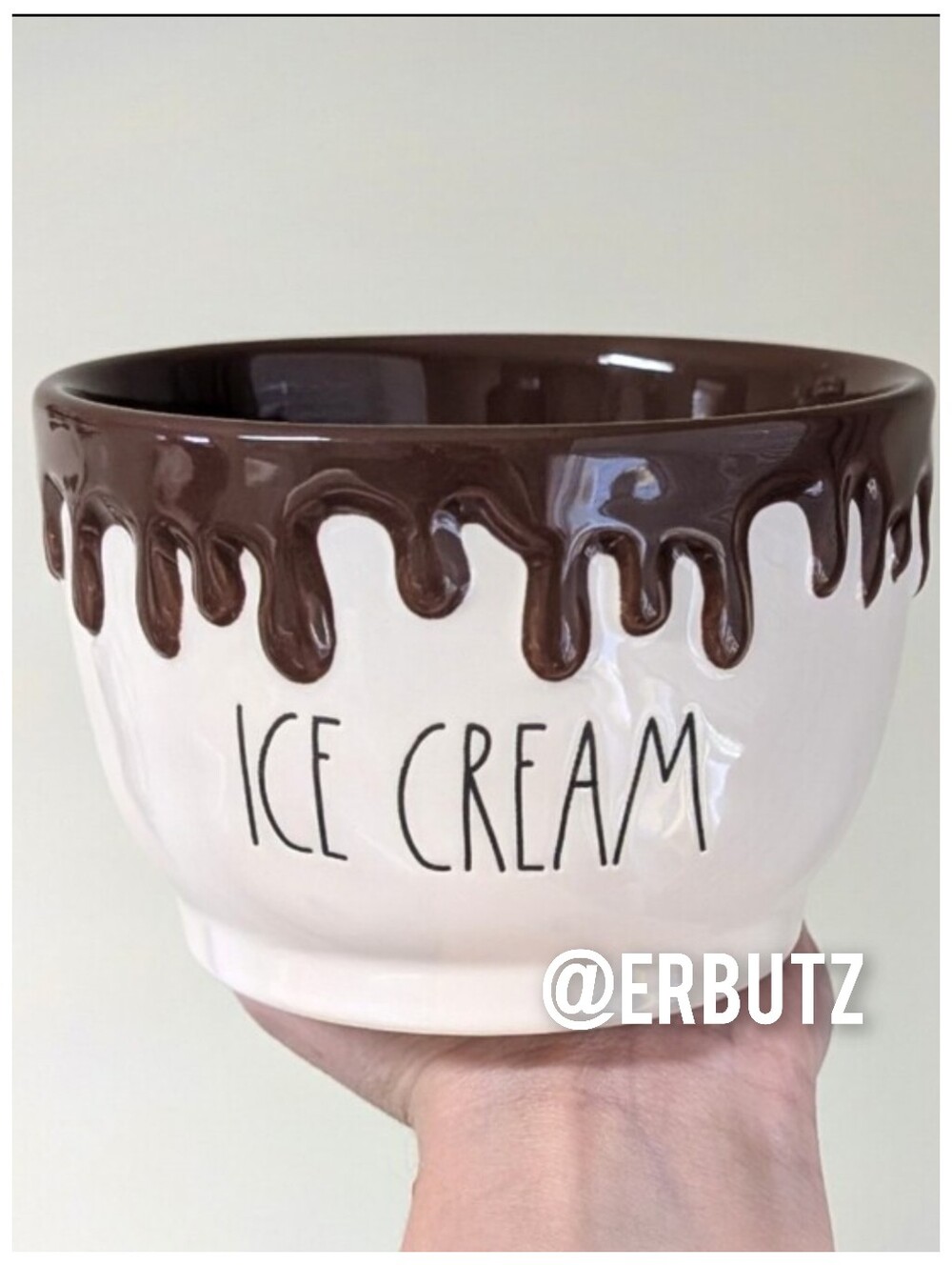 Rae Dunn ICE CREAM Bowl with Embossed Chocolate Drip Design